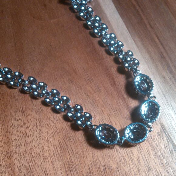 Simulated Blue and White Diamond Silvertone Brass Bracelet - Picture 8 of 15